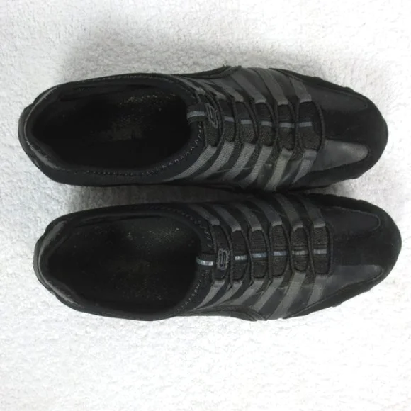 Skechers Shoes Black Striped Leather Textile Slip-ins Casual Sneakers Size 8.5 - Picture 3 of 10